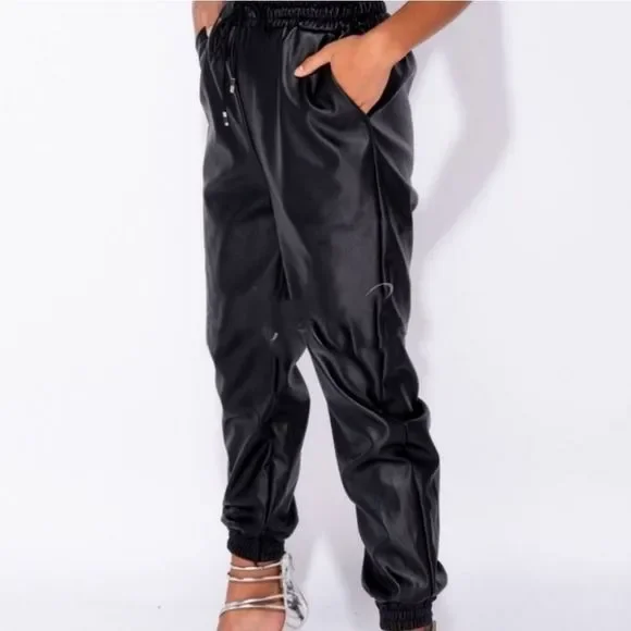 Black Faux Leather Pants